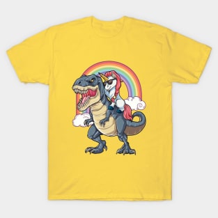 Unicorn Riding Dinosaur T-Shirt